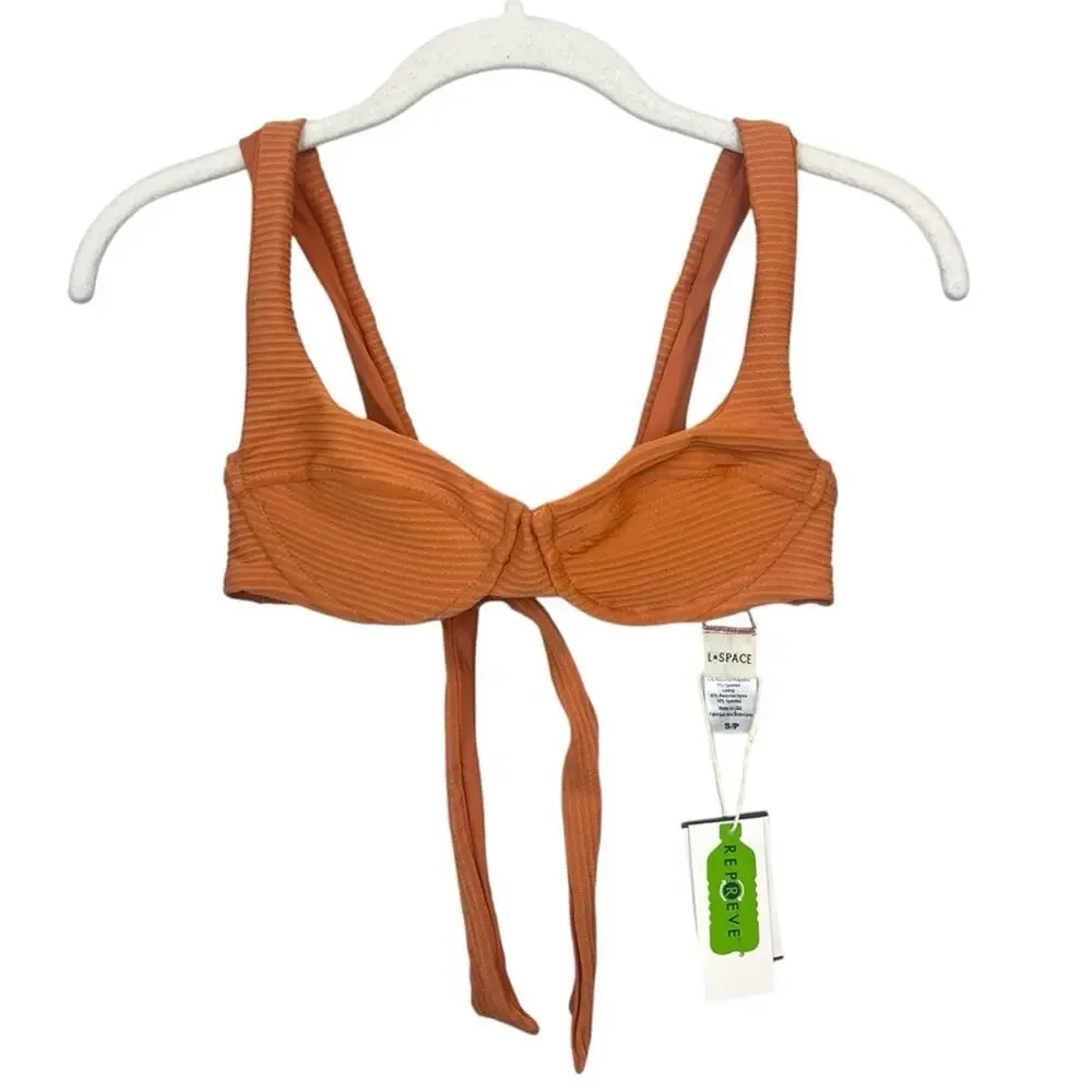 NWT l*space Nikita Top + Sandy Bottom Bikini SET in Sienna sz S Ribbed Eco Chic